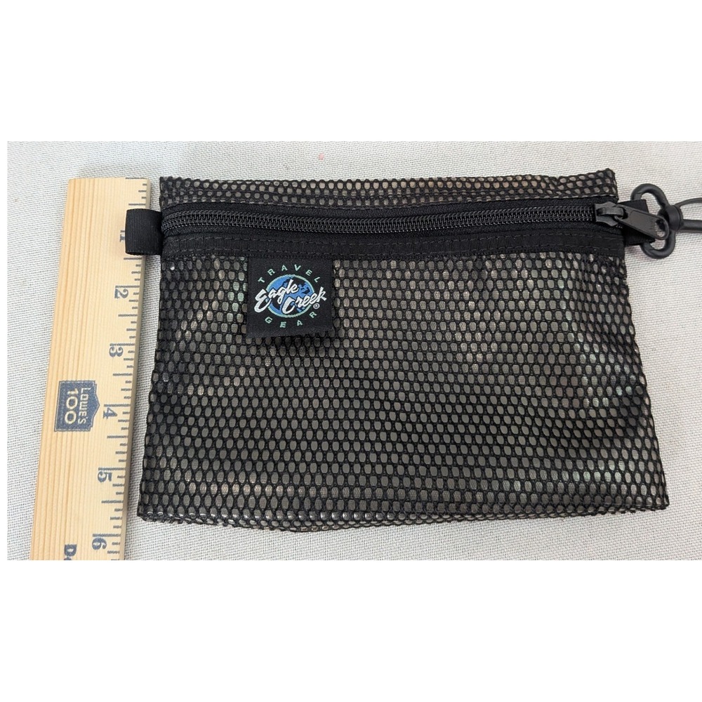 Eagle Creek Travel Organizer Pouches Set of 3 Black Mesh Excellent Zipper Clips - Picture 4 of 11